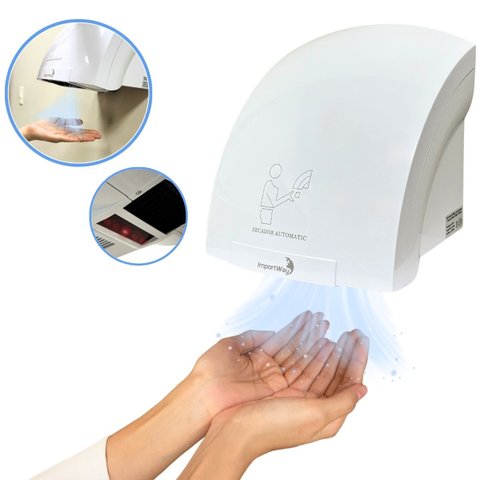 Secador de Mãos Automático 12 M/s Elétrico 1500w Sensor para Banheiro Importway Iwsma-12