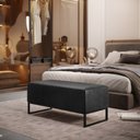 Ver imagem 2 de Puff Decorativo Sala de Estar Cléo W01 Base De Ferro 90 cm Couríssimo Preto - Lyam Decor