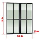 Ver mais imagens de Porta de Correr 4 Folhas Moveis 210 x 240 Elite com Fechadura Tetra Vidro Liso Preto Brimak