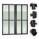 Ver imagem 2 de Porta de Correr 4 Folhas Moveis 210 x 240 Elite com Fechadura Tetra Vidro Liso Preto Brimak