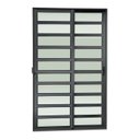 Ver imagem 3 de Porta de Correr com Travessas 2 Folhas Moveis 210 x 120 Elite com Fechadura Tetra Vidro Liso Preto Brimak