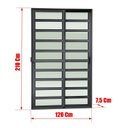 Ver mais imagens de Porta de Correr com Travessas 2 Folhas Moveis 210 x 120 Elite com Fechadura Tetra Vidro Liso Preto Brimak