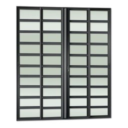 Porta de Correr com Travessas 4 Folhas Moveis 210 X 200 Elite com Fechadura Tetra Vidro Liso - 3