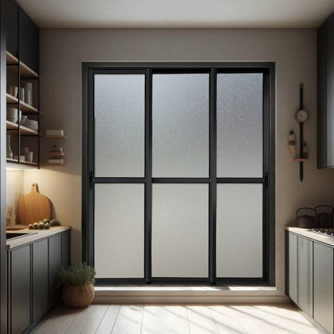 Porta de Correr 3 Folhas Moveis Sequenciais 210 x 120 Elite com Fecho Automático Vidro Liso Preto Brimak
