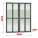 Ver mais imagens de Porta de Correr 4 Folhas Moveis 210 x 240 Elite com Fecho Automático Vidro Liso Preto Brimak
