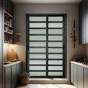 Ver imagem 1 de Porta de Correr com Travessas 2 Folhas Moveis 210 x 120 Elite com Fecho Automático Vidro Liso Preto