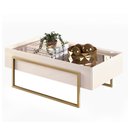 Ver imagem 3 de Mesa de Centro com Tampo Espelhado e Pés Dourados Dj Móveis Kika Off White