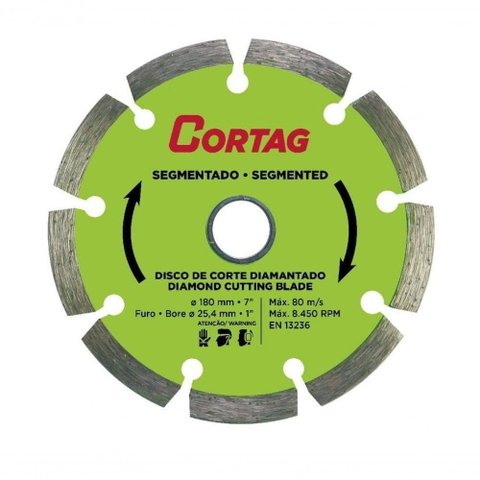 Disco de Corte Diamantado e Segmentado 180mm - Cortag
