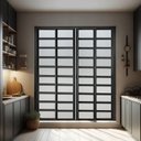 Ver imagem 1 de Porta de Correr com Travessas 4 Folhas Moveis 210 x 240 Elite com Fecho Automático Vidro Liso Preto Brimak