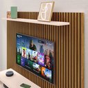 Ver imagem 6 de Painel Suspenso Prateleira Superior Nicho Tv 48 Polegadas Sala Estar Quarto - Ripado Freijó/off