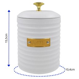 Porta Café de Metal com Tampa Friso Branco 15,5cm - 2