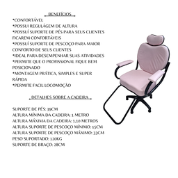 Cadeira Rosa Salão Beleza Cabelereira Barbeiro Henvifer - 4