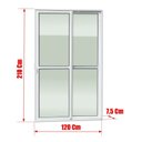 Ver mais imagens de Porta de Correr 2 Folhas Moveis 210 x 120 Elite com Fechadura Tetra Vidro Liso Branco Brimak