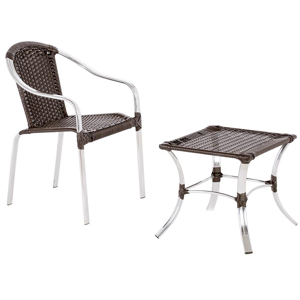 kit 1 cadeira em aluminio e fibra sintetica Tóquio mais 1 mesa baixa em aluminio e fibra sintetica - 1