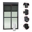 Ver imagem 2 de Porta de Correr com Persiana integrada com Motor e Controle Remoto 2 Folhas Móveis 220 X 120 Elite com Fecho Automático Vidro Liso Brimak