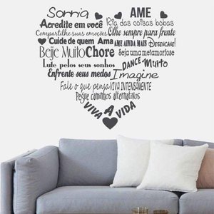 Adesivo de Parede Frase Sorria Acredite em Você-Grande 86x98cm