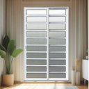 Ver imagem 1 de Porta de Correr com Travessas 2 Folhas Moveis 210 x 120 Elite com Fechadura Tetra Vidro Liso Branco Brimak