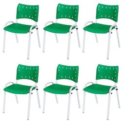 Cadeira Iso Base Branco Escola, Escritório Verde Kit 6 Un - 2