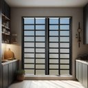 Ver imagem 1 de Porta de Correr com Travessas 4 Folhas Moveis 210 X 200 Elite com Fechadura Tetra Vidro Reflex