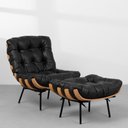 Ver imagem 3 de Kit Poltrona e Puff Decorativo Costela Courino Preto - Montanaris Decor