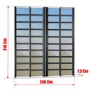 Ver mais imagens de Porta de Correr com Travessas 4 Folhas Moveis 210 x 240 Elite com Fechadura Tetra Vidro Reflex Mix Preto Brimak