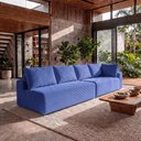Ver imagem 4 de Sofá de Canto Modular Vibe Esquerdo 2,70m x 1,70m Xpand Tech Tecido Velourê Azul Cama Inbox