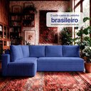 Ver imagem 6 de Sofá de Canto Modular Vibe Esquerdo 2,70m x 1,70m Xpand Tech Tecido Velourê Azul Cama Inbox