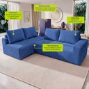 Ver imagem 3 de Sofá de Canto Modular Vibe Esquerdo 2,70m x 1,70m Xpand Tech Tecido Velourê Azul Cama Inbox