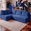 Ver imagem 1 de Sofá de Canto Modular Vibe Esquerdo 2,70m x 1,70m Xpand Tech Tecido Velourê Azul Cama Inbox