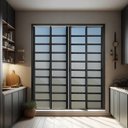 Ver imagem 1 de Porta de Correr com Travessas 4 Folhas Moveis 210 x 240 Elite com Fecho Automático Vidro Reflex Preto/Mix Brimak
