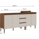 Ver imagem 4 de Cozinha Modulada 2 Balcões com Tampo de 70cm para Cooktop Bege/Ébano/Off White