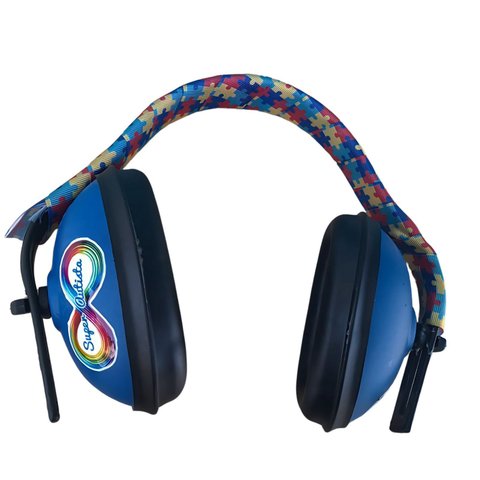 Abafador de Sons 11 Db Cor Azul para Autistas com Arco Colorido