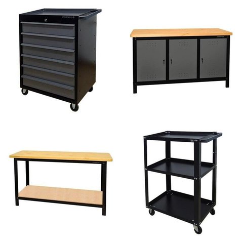 Conjunto 2 Carros Profissional 6 Gavetas 2 Bancadas Profissional 150cm para Ferramentas Presto