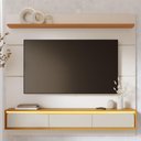Ver imagem 5 de Painel Tv 65 Pol Bancada Suspensa 180cm com Led Tath Off/naturale C05 - Mpozenato