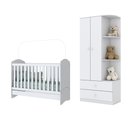 Ver imagem 1 de Jogo de Quarto Infantil com Guarda Roupa Labirinto e Berço Bala de Menta Branco - Henn