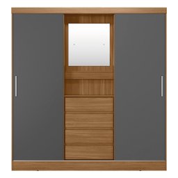 Guarda Roupa Solteiro com Espelho 2 Portas de Correr 4 Gavetas Itália Yescasa - 10