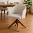 Ver imagem 6 de Kit com 2 Poltronas Giratórias Zara em Madeira Castanho – Exclusiva Linho Palha