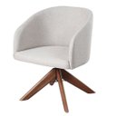 Ver imagem 4 de Kit com 2 Poltronas Giratórias Zara em Madeira Castanho – Exclusiva Linho Palha