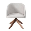 Ver imagem 1 de Kit com 2 Poltronas Giratórias Zara em Madeira Castanho – Exclusiva Linho Palha