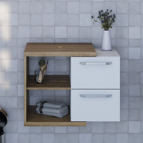 Armário Gabinete Nexus 65g Contemporâneo Marrom/Lâmina Mel/Branco Chess