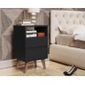 Mesa de Cabeceira Toner 2 Gavetas Pés Palito Estilo Retrô Cor Preto - Comprar Moveis em Casa - 1
