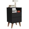 Mesa de Cabeceira Toner 2 Gavetas Pés Palito Estilo Retrô Cor Preto - Comprar Moveis em Casa - 2