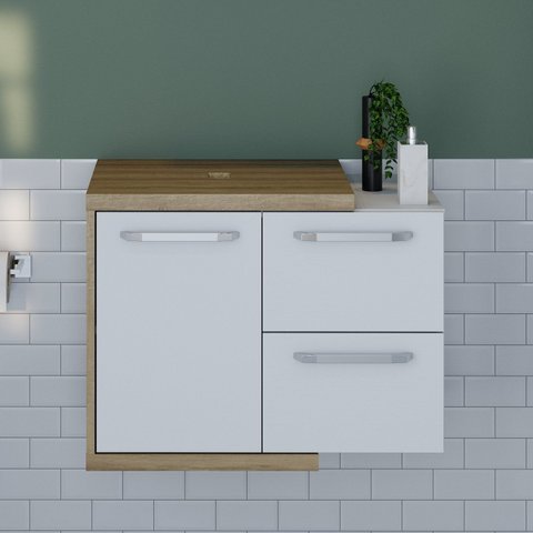 Armário Gabinete Nexus 65P Contemporâneo Marrom/Lâmina Mel/Branco Chess