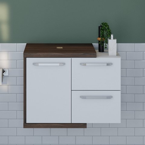 Armário Gabinete Nexus 65P Contemporâneo Marrom/Nogal/Branco Chess
