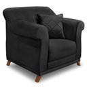 Ver imagem 2 de Kit 2 Poltronas Para Sala de Estar Vênus Veludo Preto Pés Castanho - Pallazio