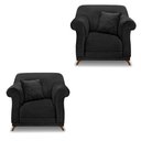 Ver imagem 1 de Kit 2 Poltronas Para Sala de Estar Vênus Veludo Preto Pés Castanho - Pallazio