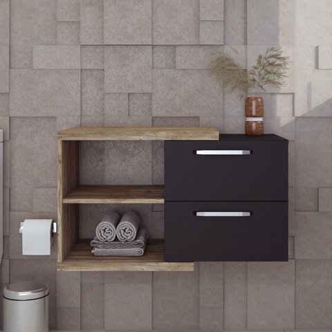 Armario Gabinete Nexus 83g Contemporâneo Marrom/Carvalho/Preto Ônix