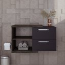 Ver imagem 1 de Armario Gabinete Nexus 83g Contemporâneo Marrom/Carvalho Dark/Preto Ônix