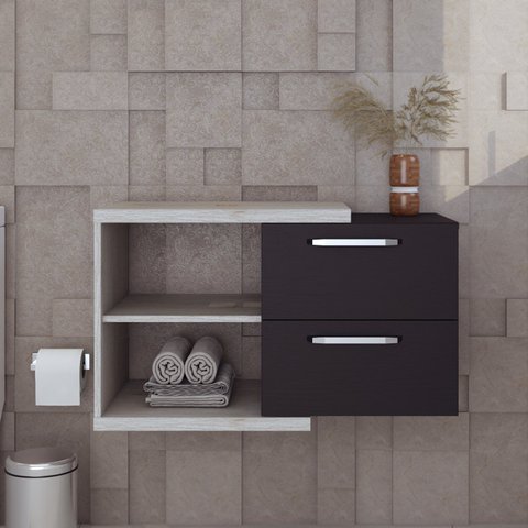 Armario Gabinete Nexus 83g Contemporâneo Branco/Snow/Preto Ônix