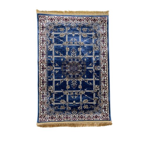Tapete Persa Royal Azul 100x150cm Fio Acetinado - Decoração para Quarto e Sala
